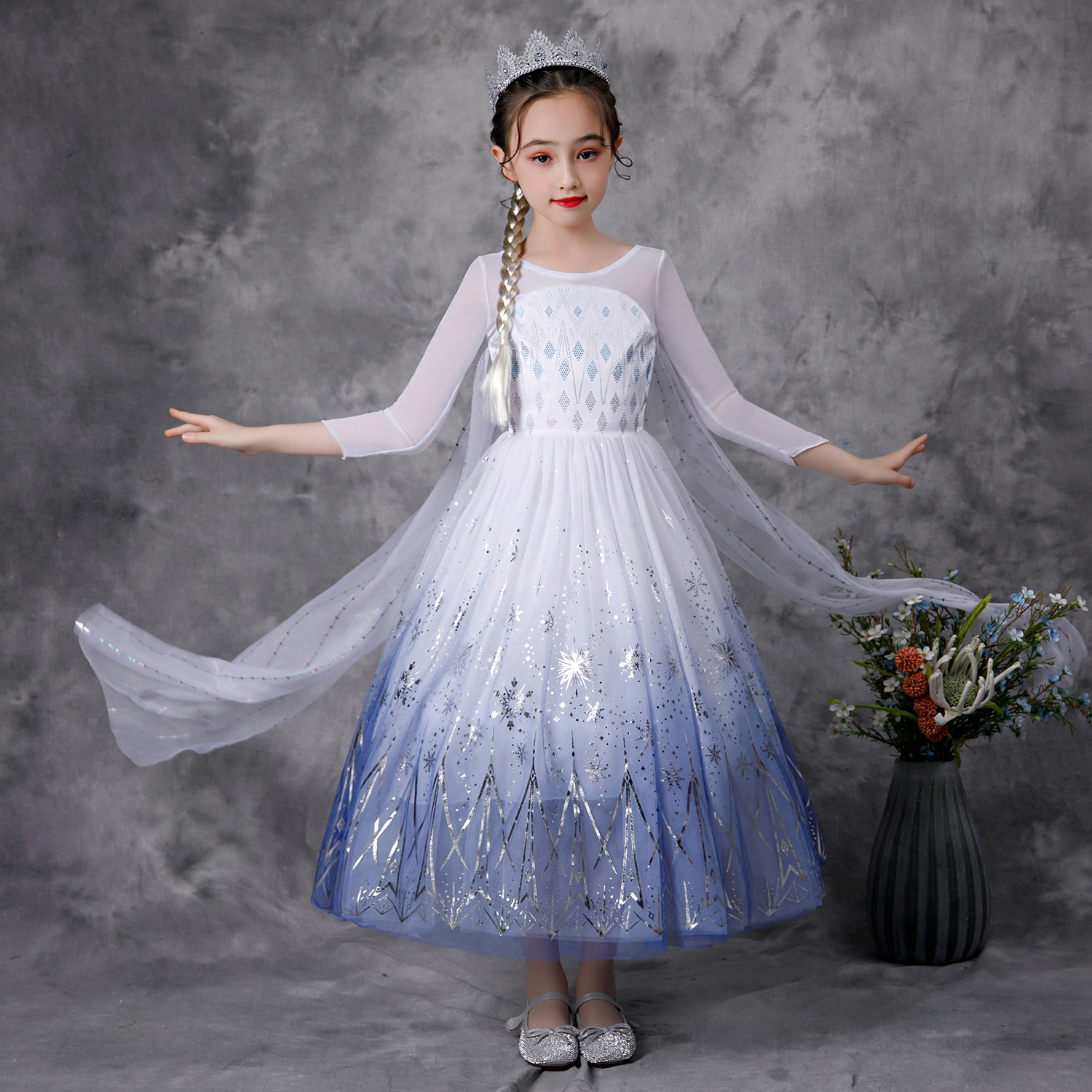 Váy Nữ hoàng Elsa kèm tà dài cho bé gái 3-11 tuổi - Mẫu mới nhất 2021 (Frozen 2)