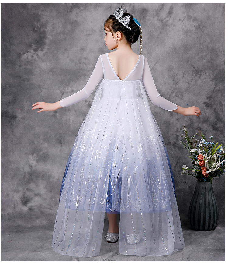 Váy Nữ hoàng Elsa kèm tà dài cho bé gái 3-11 tuổi - Mẫu mới nhất 2021 (Frozen 2)