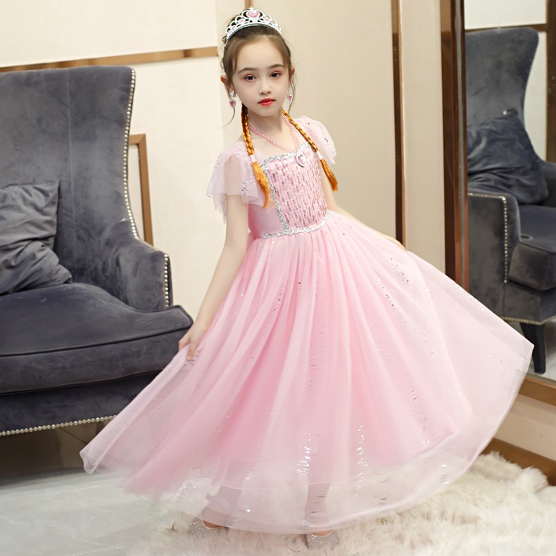 Quần áo bé gái: [10kg-33kg] Váy đầm thun phối voan in hình công chúa Elsa  hàng VNXK