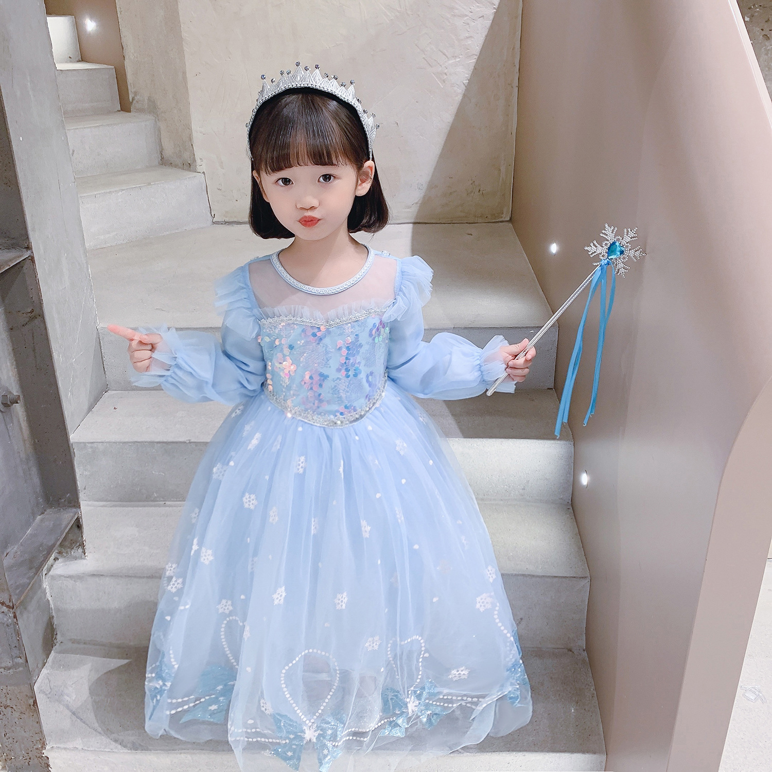Váy Elsa cho bé gái hóa trang Halloween dự tiệc công chúa hàng thiết kế  chất voan lụa cao cấp tặng kèm áo choàng MamLa
