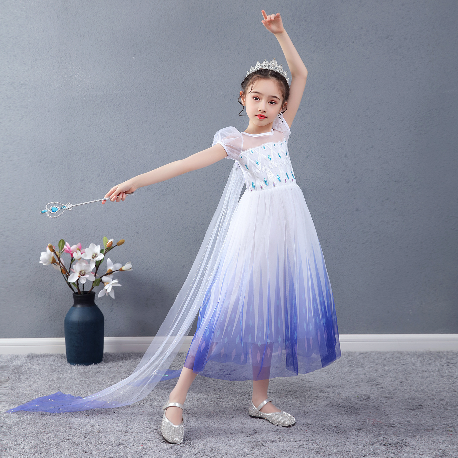 Váy đầm công chúa Elsa vải cotton thoáng mát cho bé đi học đi chơi  EV30