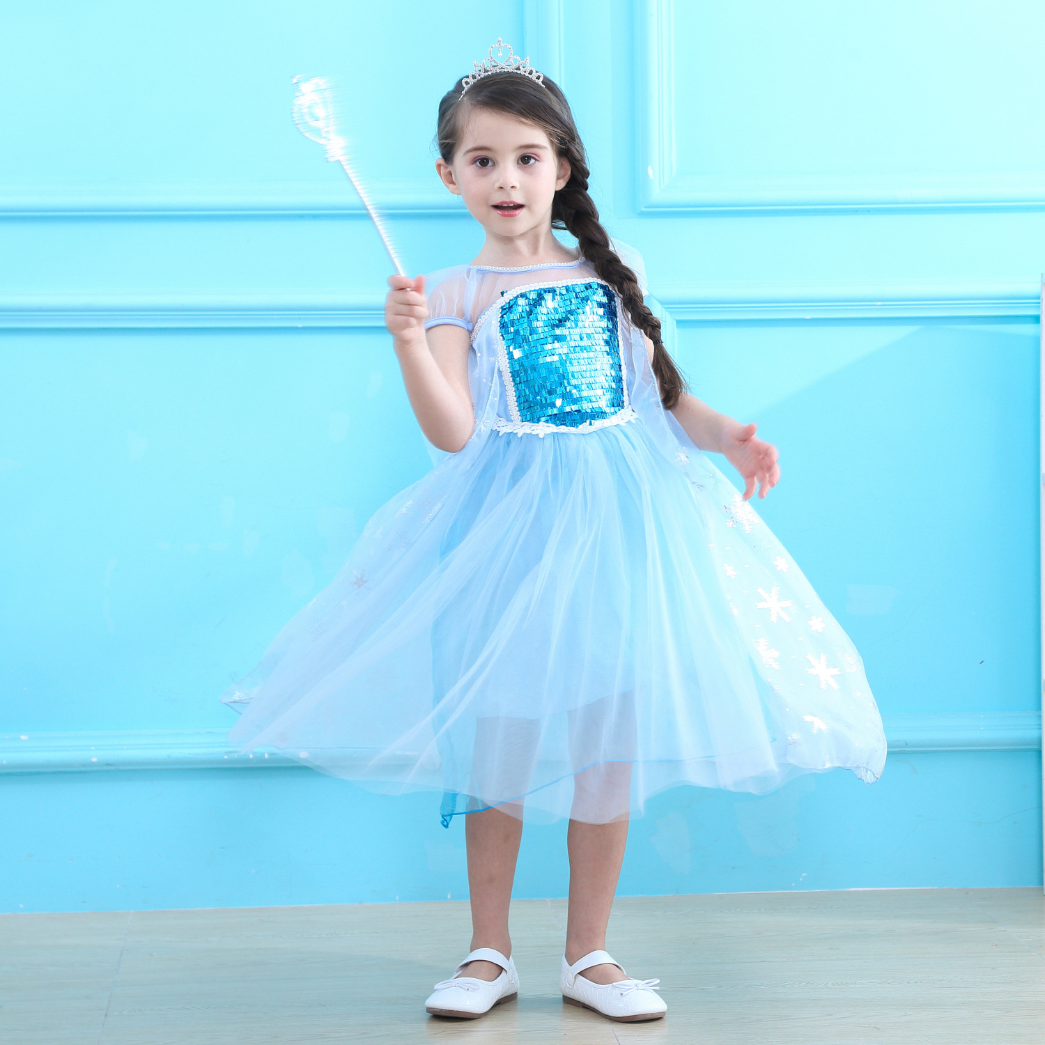 Váy Elsa Màu xanh cho bé  gái siêu dễ thương - mẫu mới 2020
