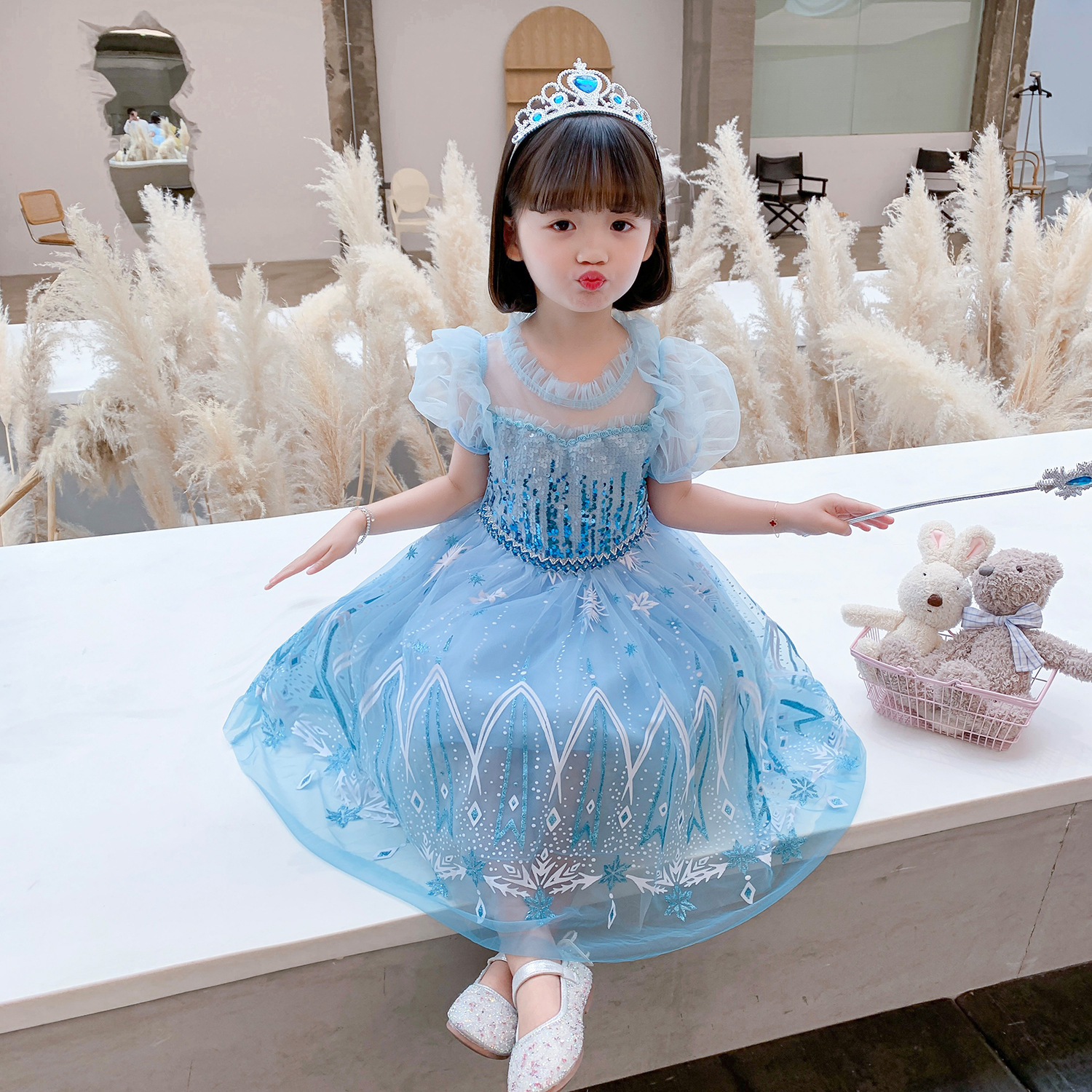 Váy công chúa Elsa màu xanh | Đầm công chúa elsa cho bé gái