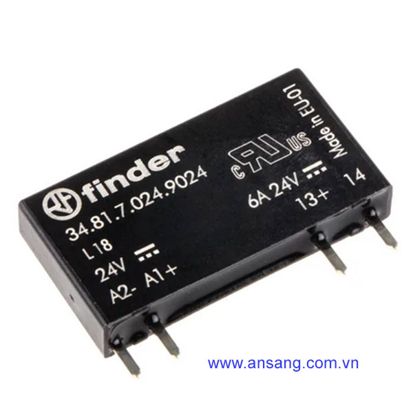 Finder 6 A SPNO Solid State Relay, DC, PCB Mount, 24 V dc Maximum Load 34.81.7.024.9024