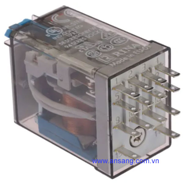 Finder, 24V dc Coil Non-Latching Relay 4PDT, 7A Switching Current Plug In, 4 Pole, 55.34.9.024.0040
