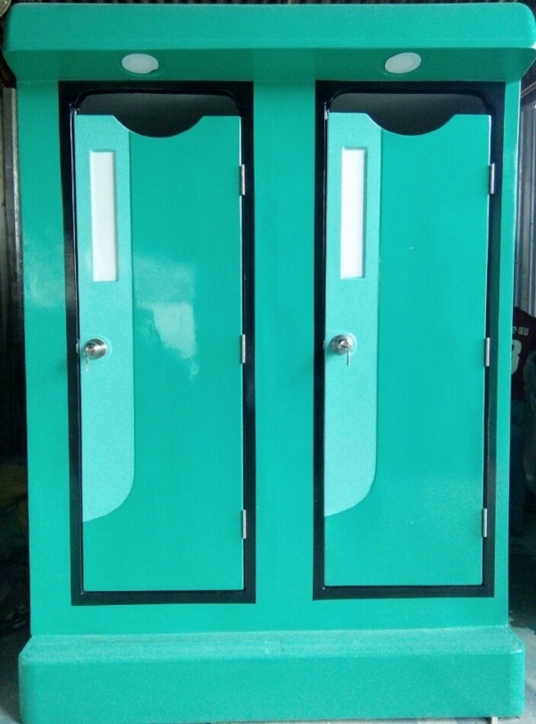 nhà vệ sinh di động môi trường 2c cửa đóng màu xanh ngọc