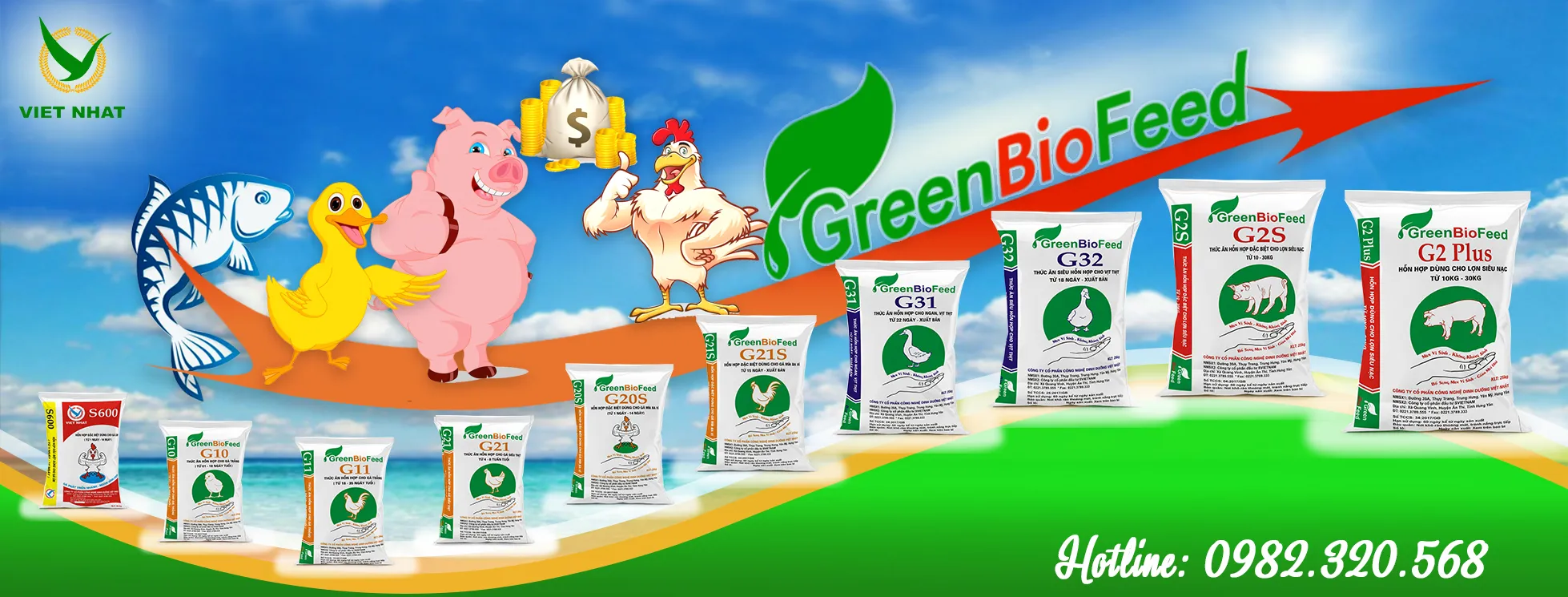 Thức ăn chăn nuôi cao cấp Green Bio Feed Việt Nhật