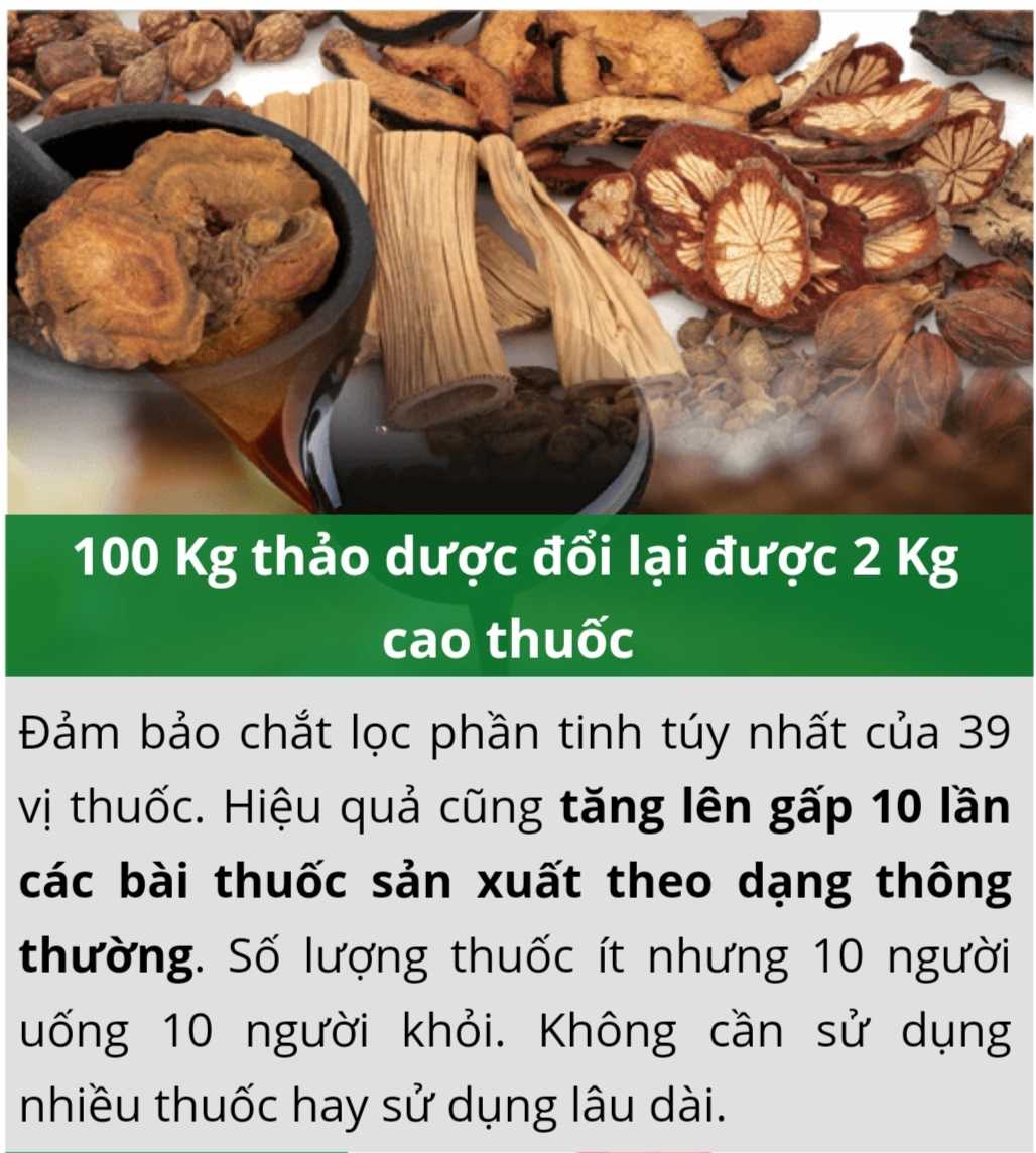 100kg thảo dược đổi được 2kg cao thuốc An Thận Vương