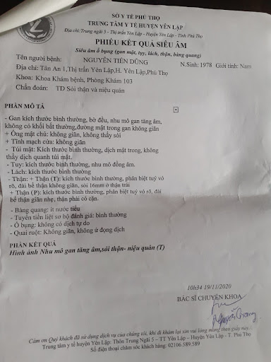 Khách hàng sỏi thận Nguyễn Tiến Dũng