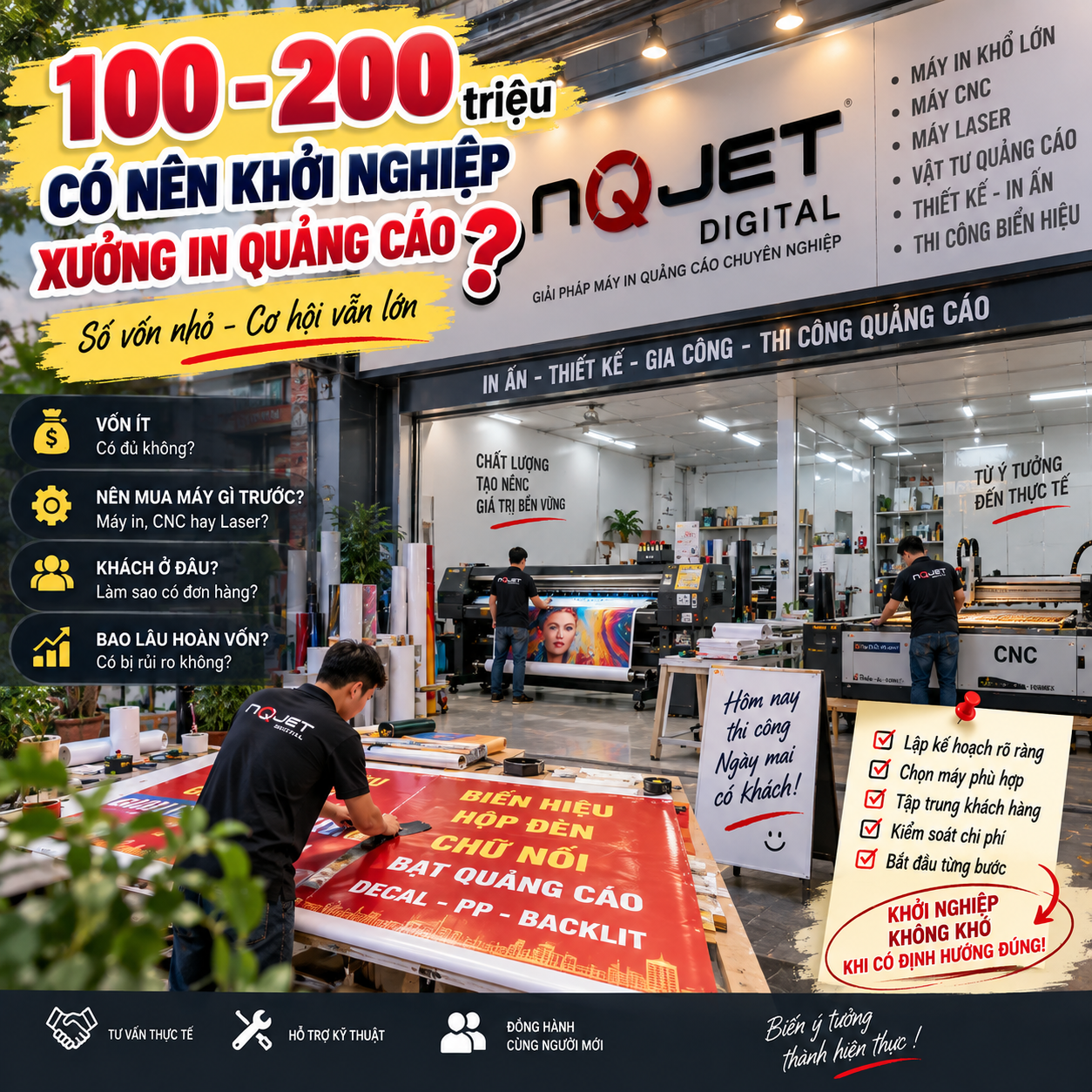 100 - 200 triệu có nên khởi nghiệp xưởng in quảng cáo? 100 - 200 triệu có nên khởi nghiệp xưởng in quảng cáo?