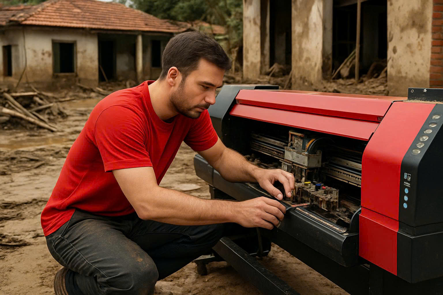 Cách xử lý máy in bạt bị ngập nước sau lũ tại miền trung Cách xử lý máy in bạt bị ngập nước sau lũ tại miền trung