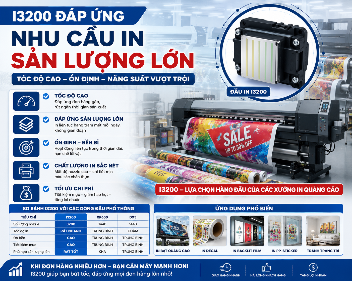 I3200 đáp ứng nhu cầu in sản lượng lớn I3200 đáp ứng nhu cầu in sản lượng lớn