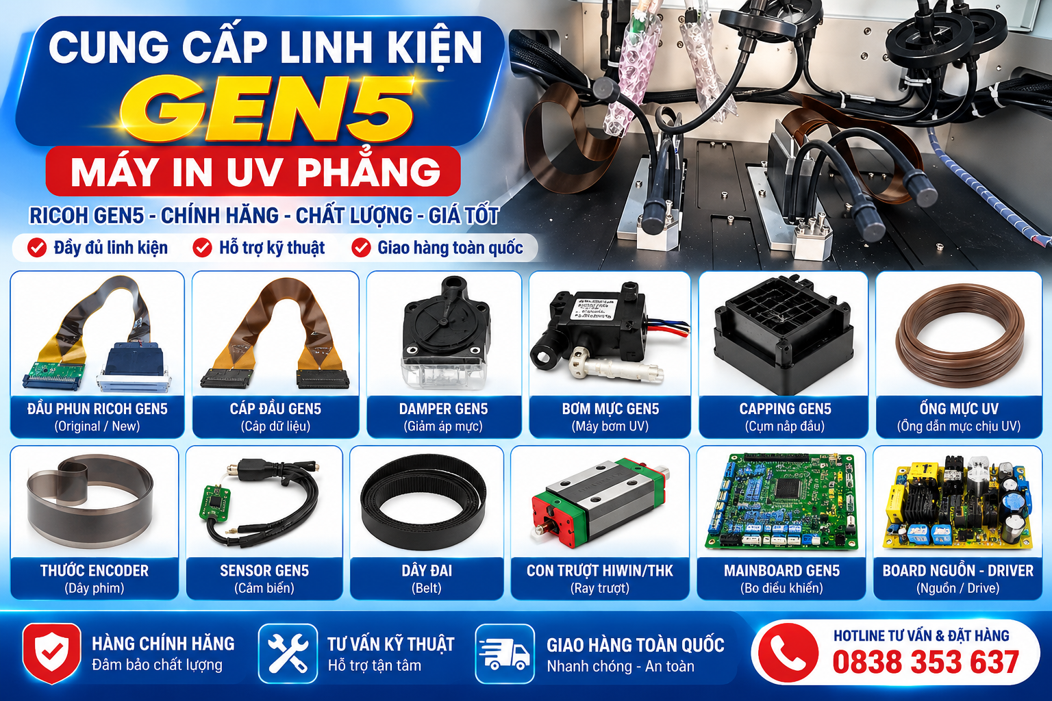 Linh Kiện Máy In UV Gen5: Các Linh Kiện Thường Gặp & Địa Chỉ Cung Cấp Tại TPHCM Linh Kiện Máy In UV Gen5: Các Linh Kiện Thường Gặp & Địa Chỉ Cung Cấp Tại TPHCM