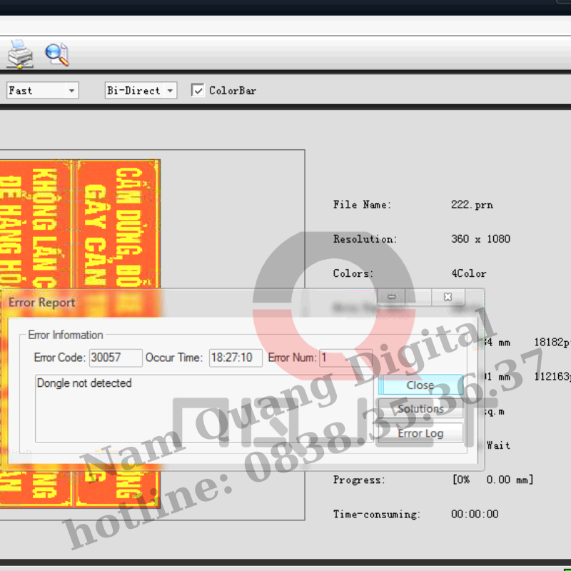 Máy in bạt hifilex báo lỗi error code 30057 Máy in bạt hifilex báo lỗi error code 30057