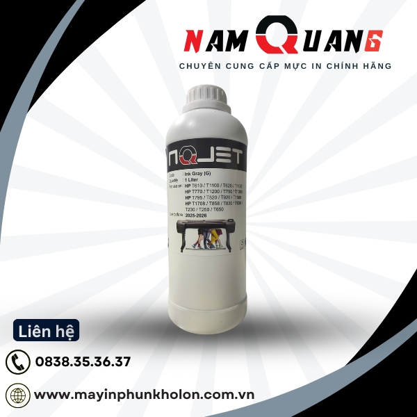Mực khổ A0 NQJET DesignJet Màu xám (Gray) hàng chất lượng Mực khổ A0 NQJET DesignJet Màu xám (Gray) hàng chất lượng