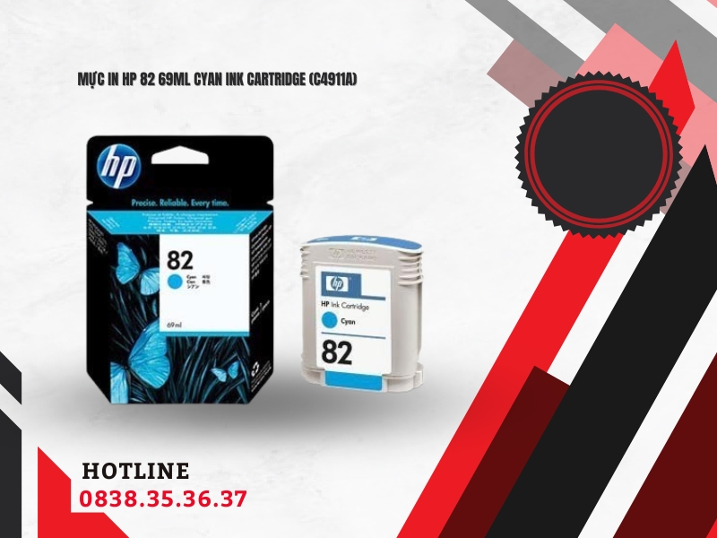Mực in HP 82 69ml Cyan Ink Cartridge (C4911A) Mực in HP 82 69ml Cyan Ink Cartridge (C4911A)
