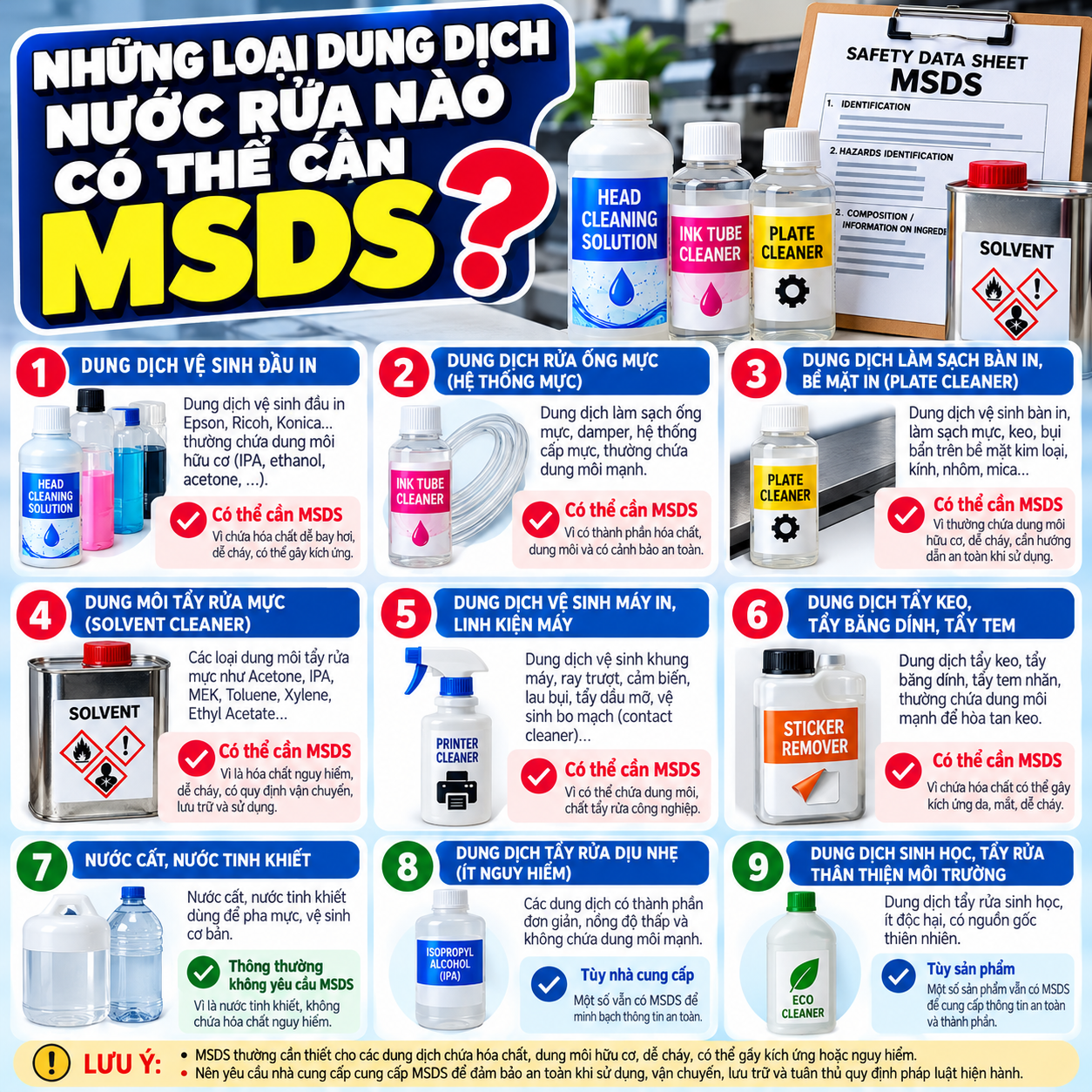 Những loại dung dịch nước rửa nào có thể cần MSDS? Những loại dung dịch nước rửa nào có thể cần MSDS?