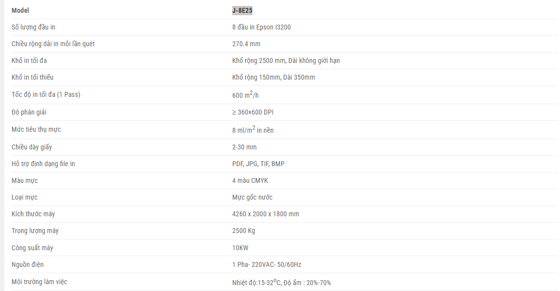 Đầu phun máy in bao bì carton J-8E25 Đầu phun máy in bao bì carton J-8E25