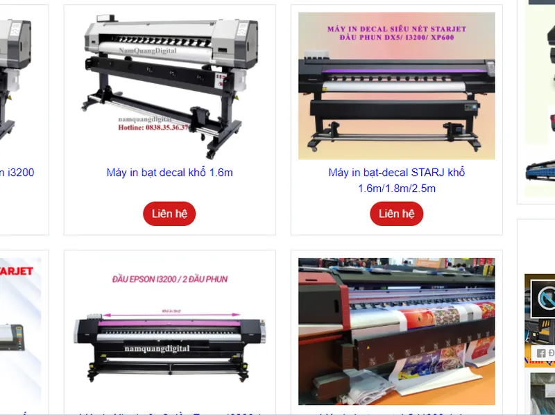 Máy in decal - bạt  khổ lớn 1m6 - 1m8 tại Phú  Yên