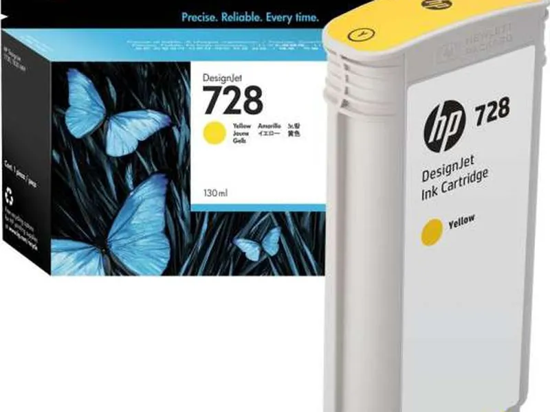 Hộp mực in HP 728 130-ml màu vàng cho máy in khổ lớn T830/T730