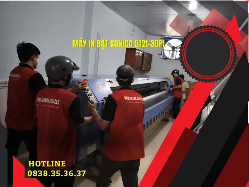 Máy In Bạt Konica 512i-30PL Lướt 3m2 Giá Tốt - Tốc Độ Cao Bền Bỉ
