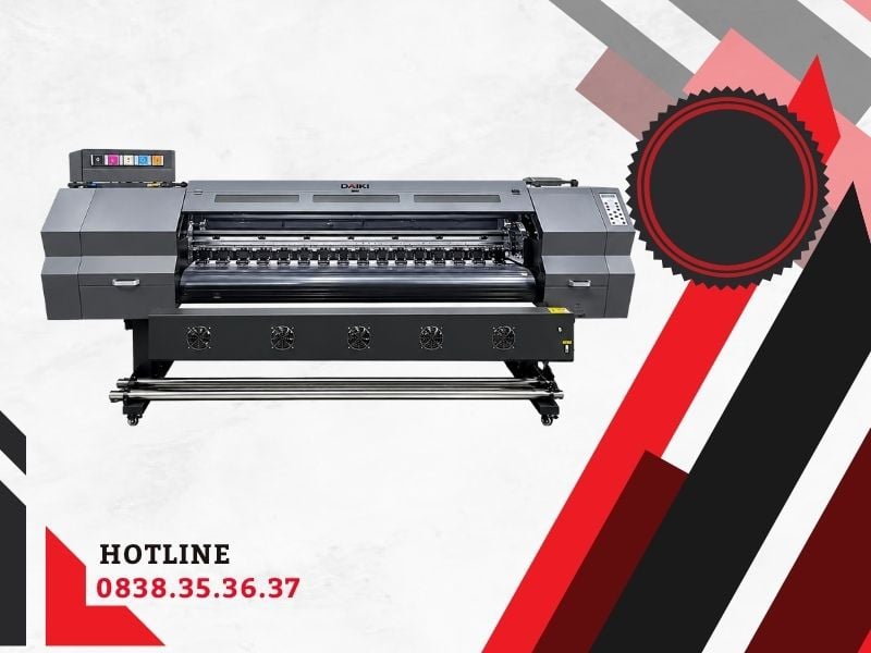 Máy in Daiki 1802 khổ 1m8 1 đầu in Epson i3200 chạy mực dầu – In bạt, decal sắc nét