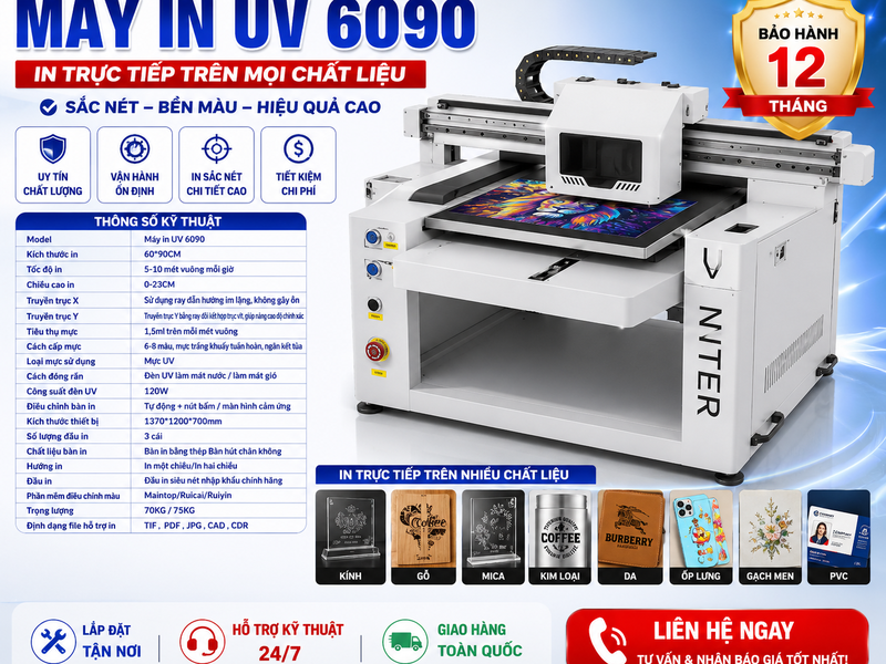 Máy in UV 6090 nâng cấp giá rẻ - Khổ 60×90cm