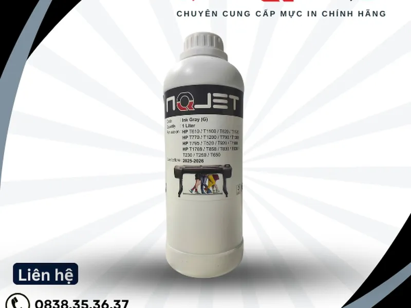 Mực khổ A0 NQJET DesignJet Màu xám (Gray) hàng chuẩn màu