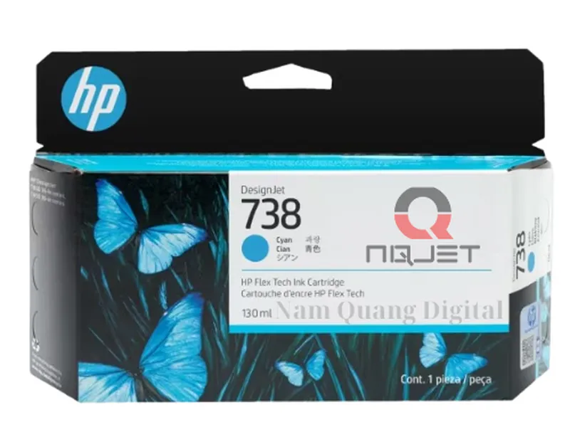 Mực in HP 738 130-ml Cyan DesignJet Ink Cartridge (498N5A) chính hãng