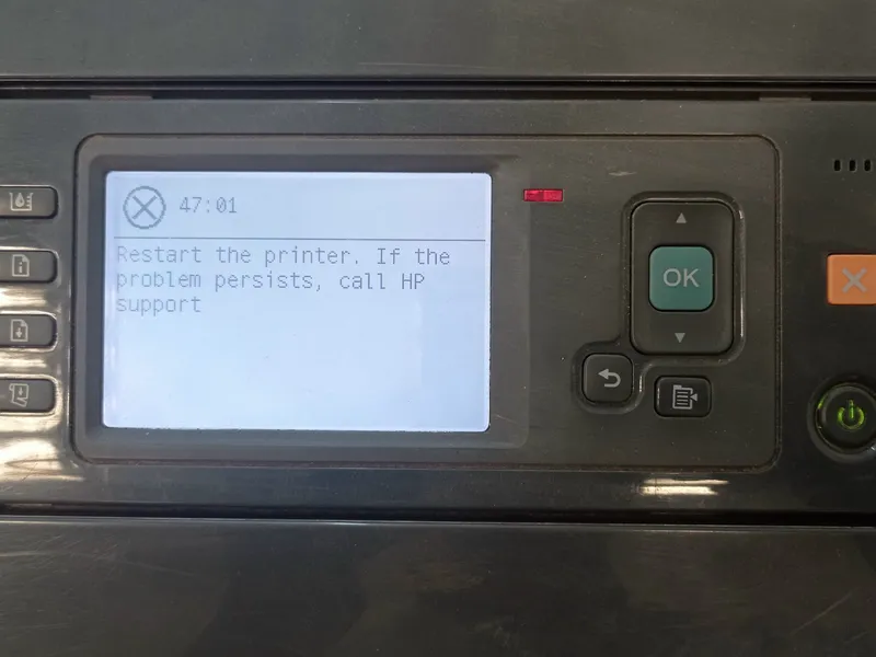 Máy in hp A0 báo lỗi 47:01 nguyên nhân bị gì