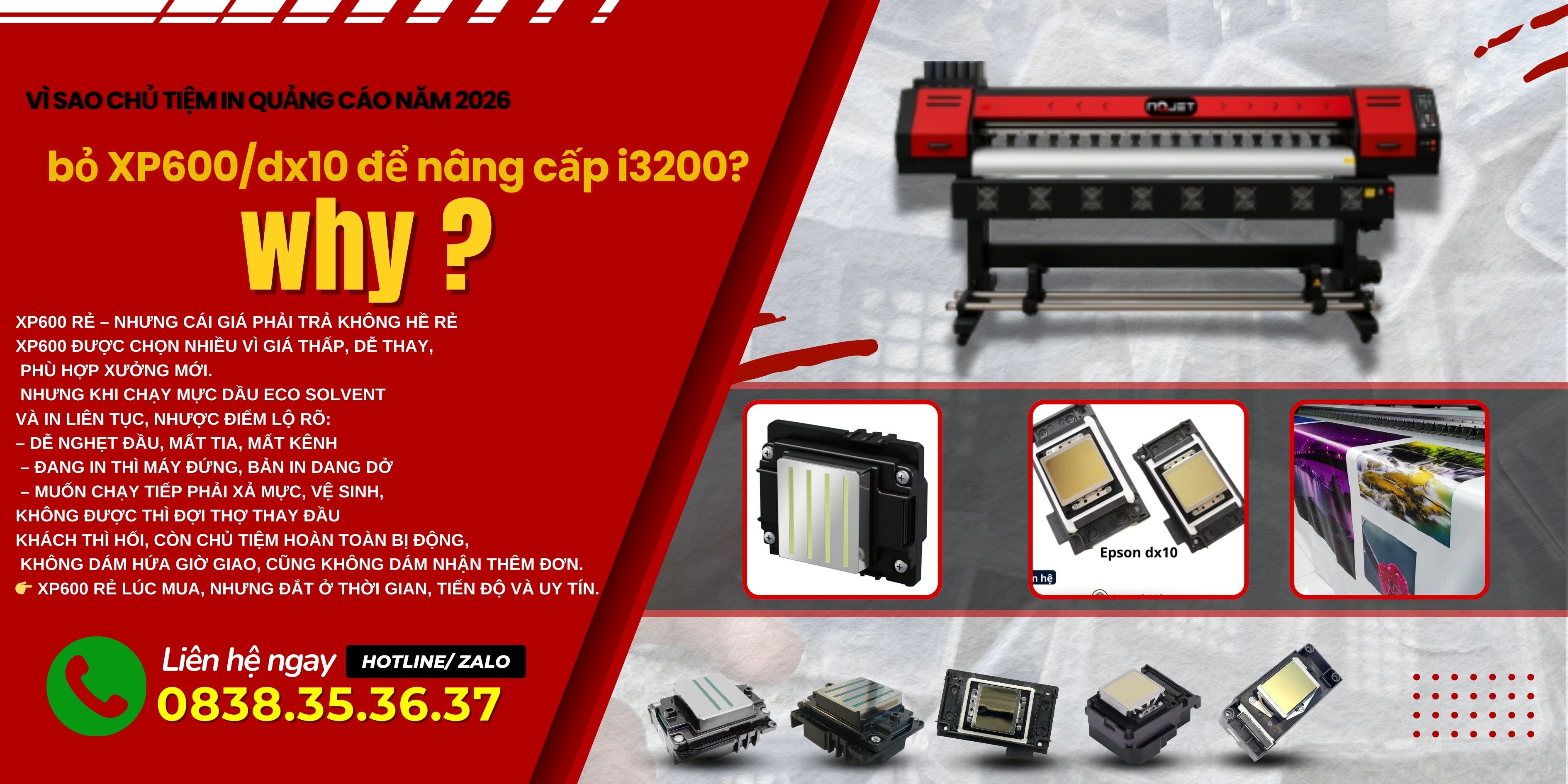 Vì sao tiệm in quảng cáo 2026 bỏ XP600 dx10 để nâng cấp i3200 Vì sao tiệm in quảng cáo 2026 bỏ XP600 dx10 để nâng cấp i3200