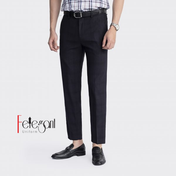Đồng phục quần tây nam đen caro không ly 07 Đồng phục quần tây nam đen caro không ly