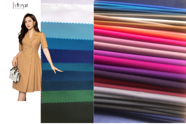 Vải may đồng phục đầm liền công sở thanh lịch, cao cấp