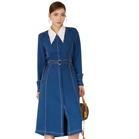 Đồng phục công sở đầm liền Demin màu xanh Đồng phục công sở đầm liền Demin màu xanh