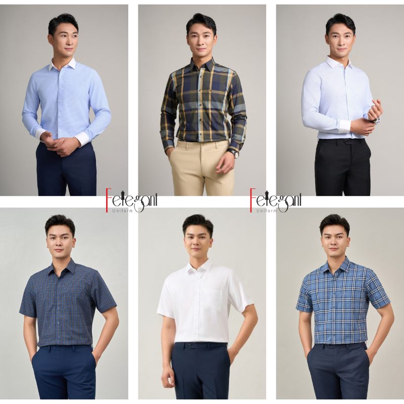 Đồng phục công sở áo sơ mi nam thanh lịch, chuyên nghiệp Đồng phục công sở áo sơ mi nam thanh lịch, chuyên nghiệp