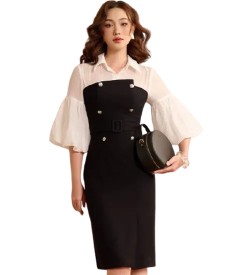 Đồng phục đầm liền tay chuông