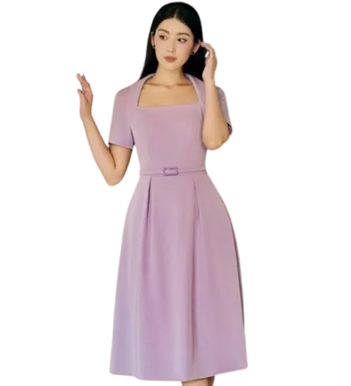 Đồng phục đầm liền xòe xếp ly