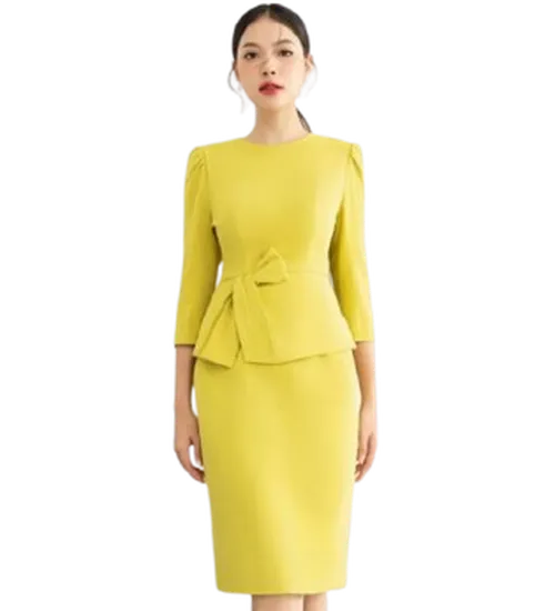 Đồng phục đầm liền nơ eo