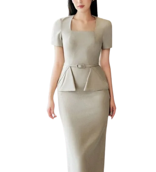 Đồng phục đầm liền cổ vuông