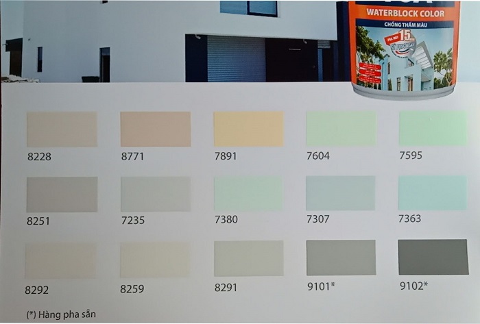 Bảng màu chống thấm TOA Bảng màu chống thấm TOA