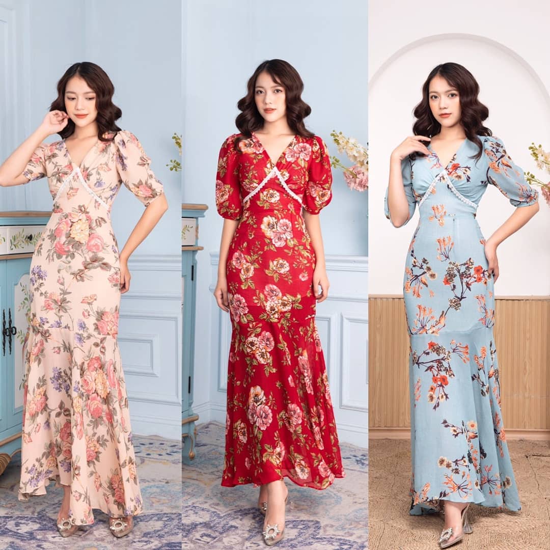 đầm hoa voan đầm hoa voan