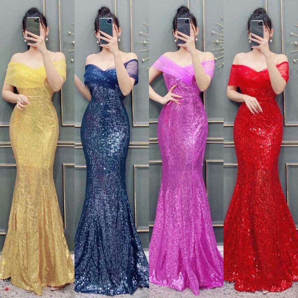 Đầm Váy Nữ Ôm Body Chất Kim Sa 2 Lớp Trễ Vai Hàng Chuẩn ( Có Mút Ngực )  Thiết Kế Sang Chảnh Đi Làm Công Sở, Dạ Hội | Shopee Việt Nam