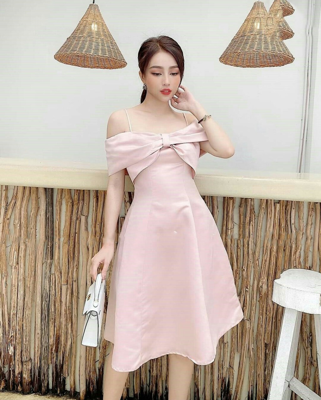Đầm váy dạ hội cao cấp màu hồng pastel DH- 067