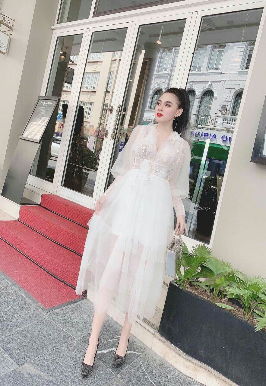 những mẫu đầm dạ hội tay dài