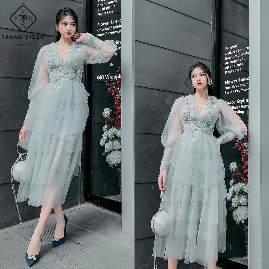 những mẫu đầm dạ hội tay dài