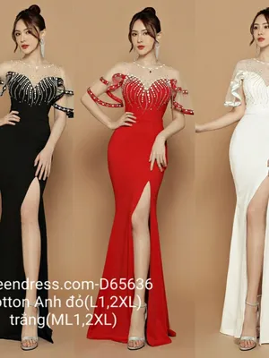 Đầm dạ hội tay loe 2 tầng