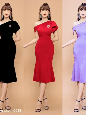 Đầm body lệch vai đuôi cá trẻ trung