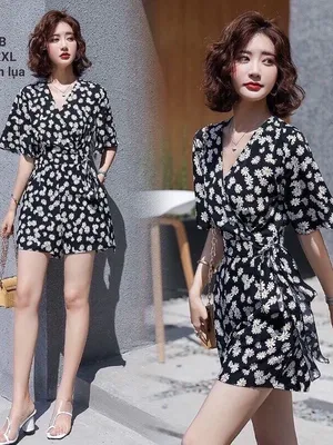 Jumsuit ngắn cúc họa mi xinh xắn