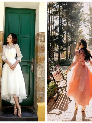 Đầm công chúa xòe đuôi tôm tay phồng xinh xắn