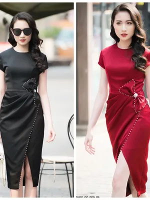 Đầm cổ thuyền tay ngắn eo đính nơ đinh sang trọng đẳng cấp